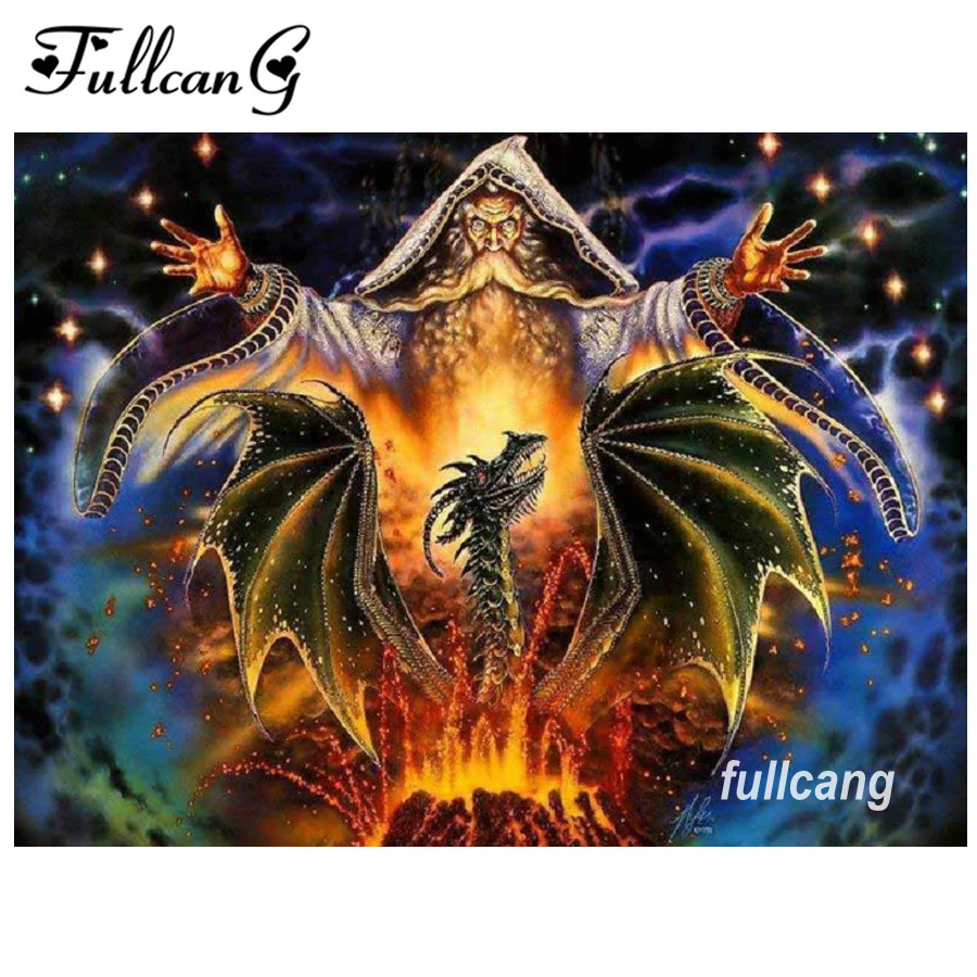 

FULLCANG diy 5d diamond painting old man and dragon mosaic cross stitch full square diamond embroidery kits home decor G190