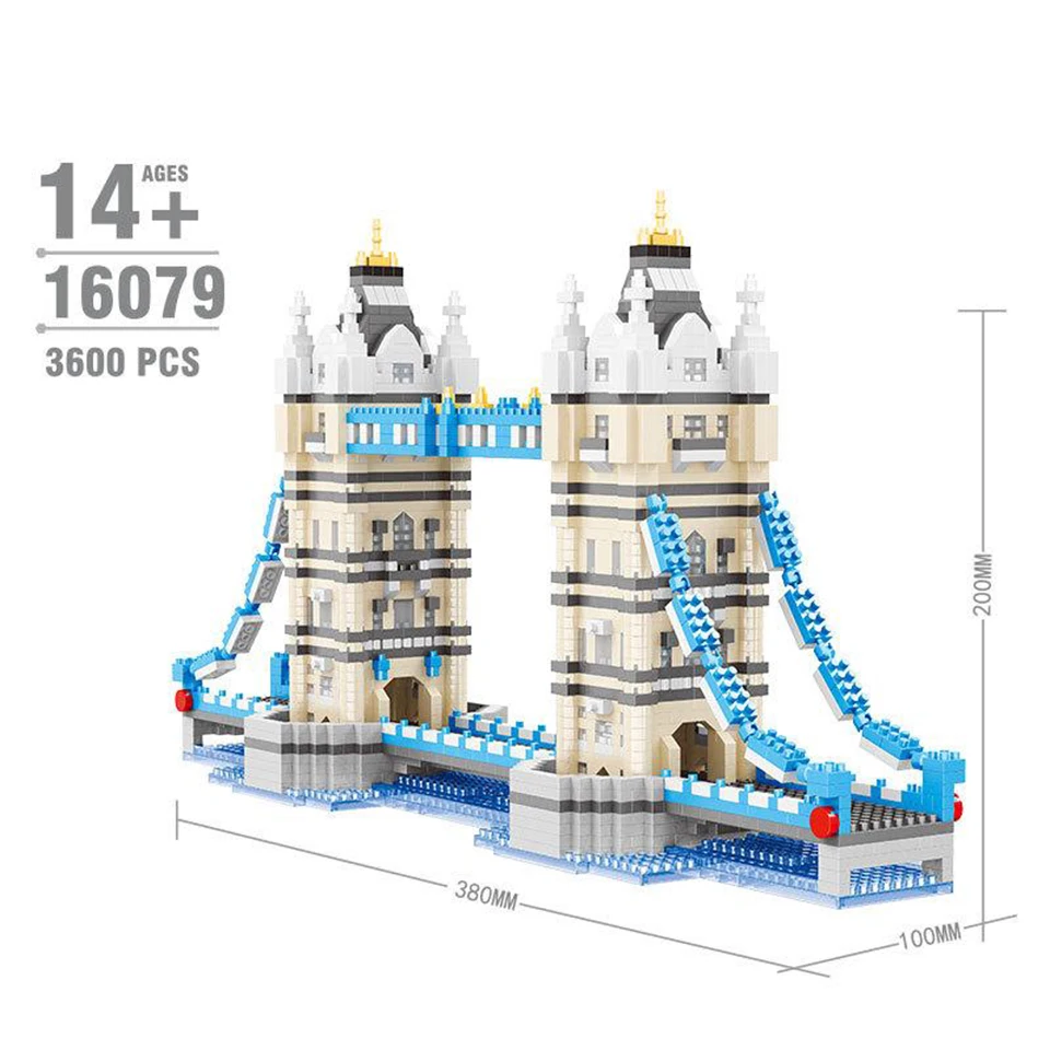

DIY Architecture London Twin Bridges Building Blocks Micro Diamond Assemble Educational Model Bricks Toys