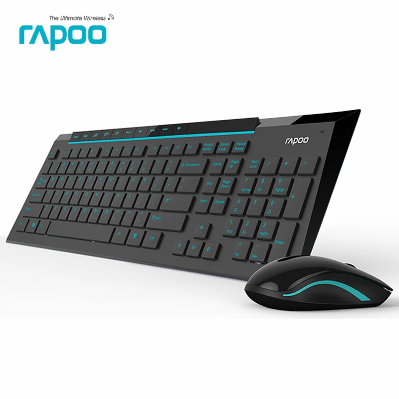 ФОТО Rapoo 8200P Multimedia Wireless Keyboard Mouse Combos with Fashionable Ultra Thin Whaterproof Silent Mice for Computer Gaming TV