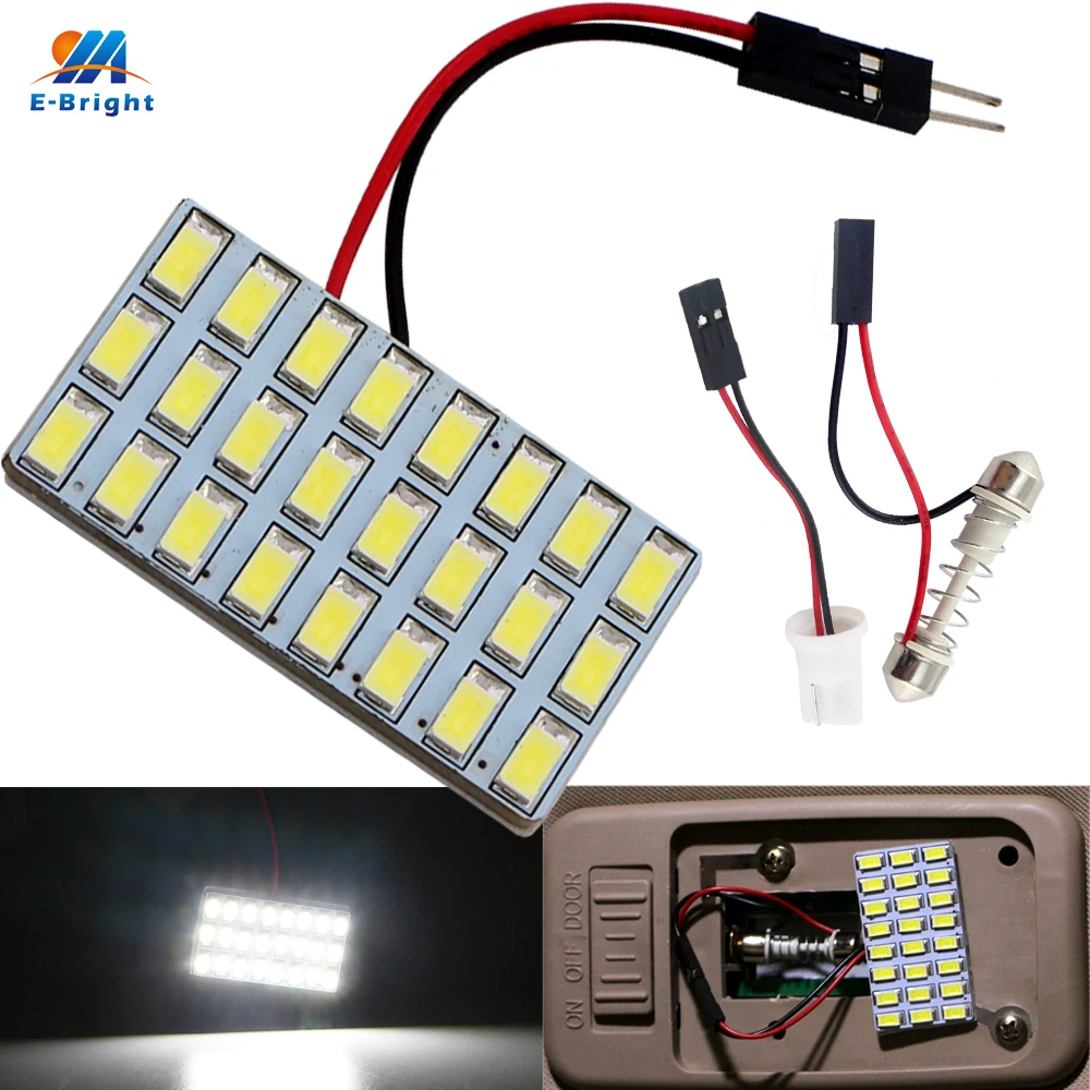 

YM E-Bright 50 PCS LED Panel Light 5730 24 SMD 24 LEDs 12V DC With T10 Festoon Adapters Panel Lights White