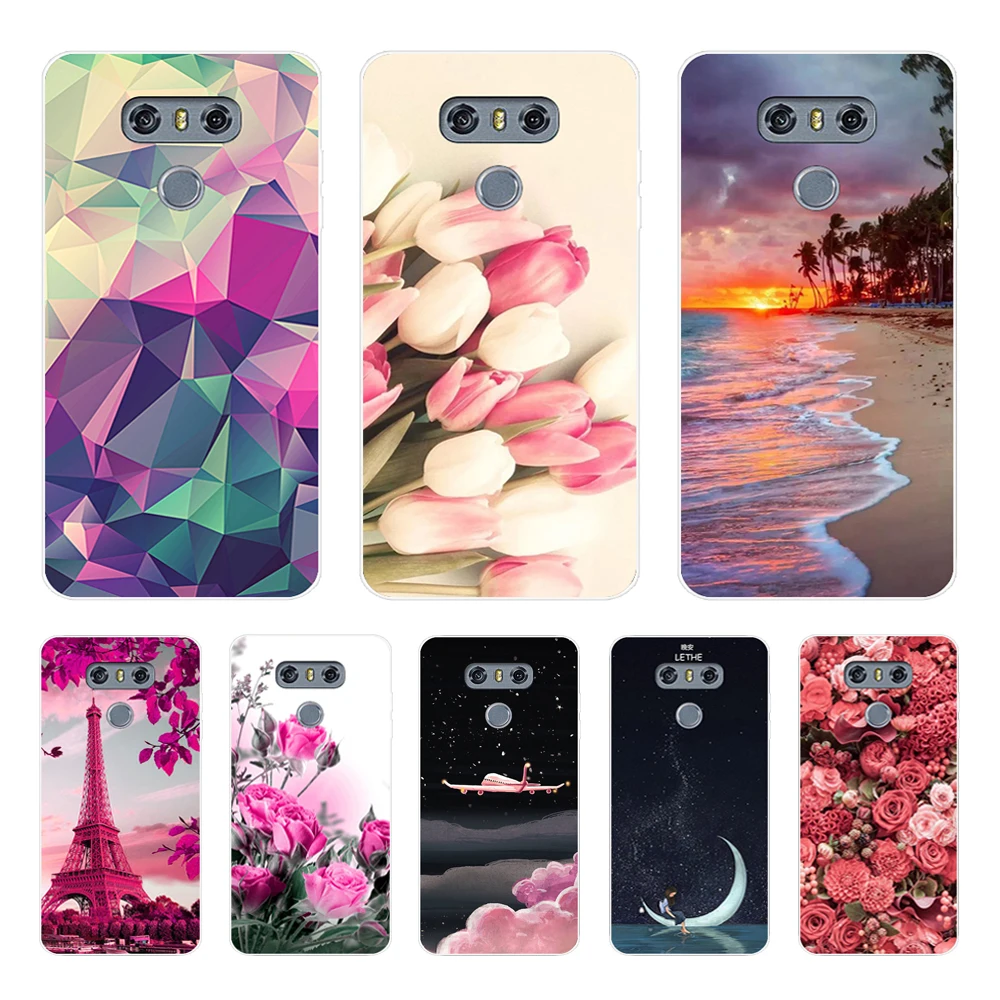 

Painting Coque For LG G6 Case Transparent Silicone Cover Flower Tree Case For LG G 6 H870DS H870 5.7"Floral Fundas Cases Capa