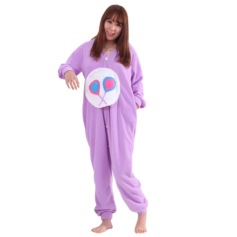 Челнока фиолетовый заботливые мишки Kigurumi мультфильм животных пижамы Для женщин