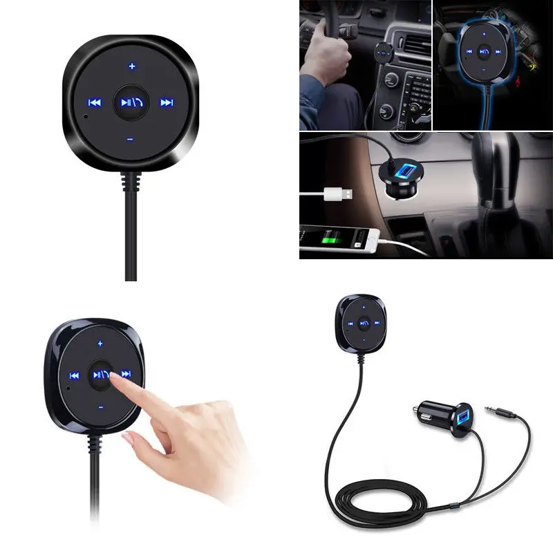 Support Siri Handsfree Wireless Bluetooth Car kit 3 5mm AUX Audio Music Receiver Player Hands free