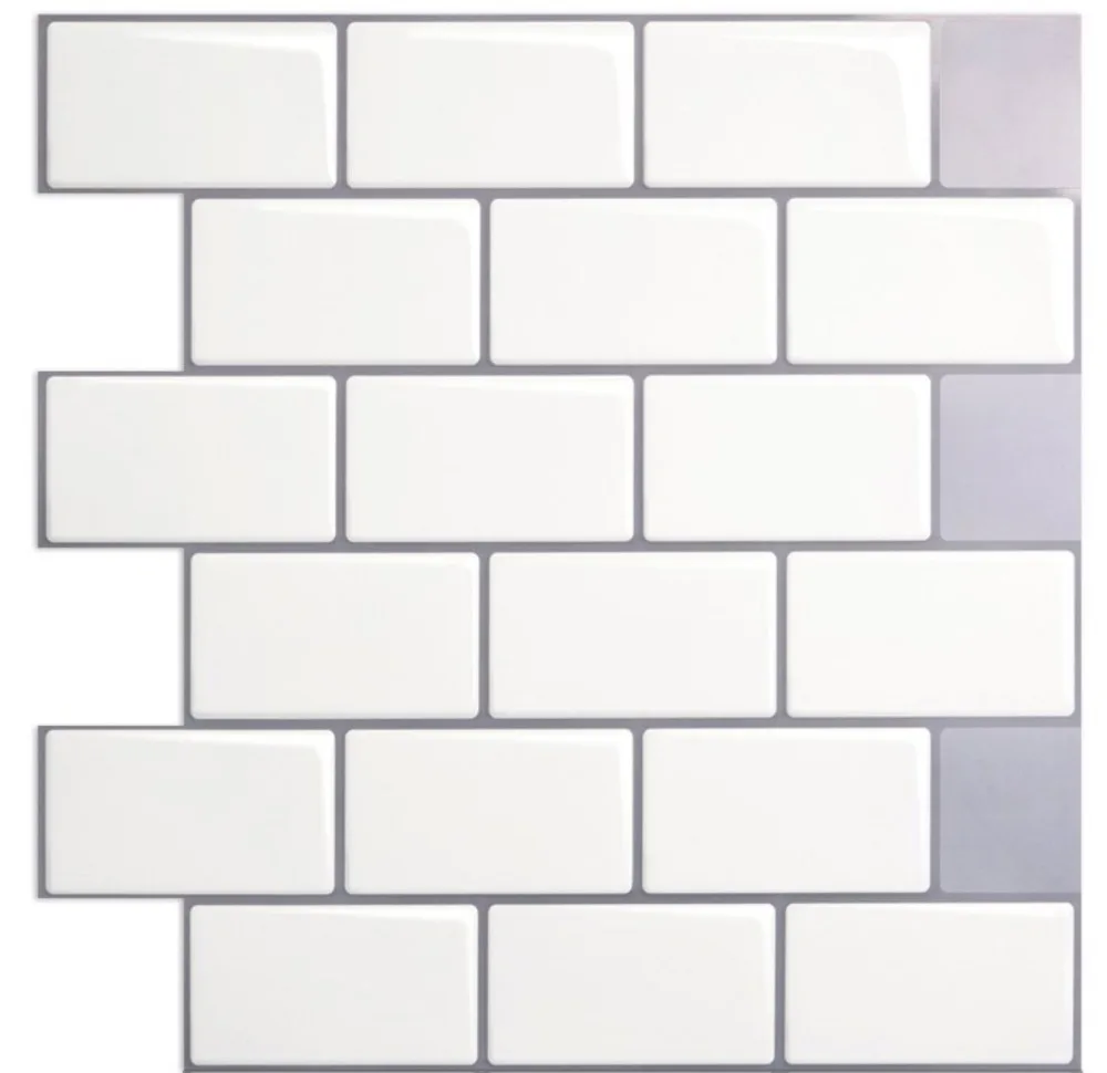 

10 PCS White Subway Peel and Stick Backsplash Kitchen Self adhesive Wall Tile For Kitchen Laundry Home Wall Decal 3D Sticker