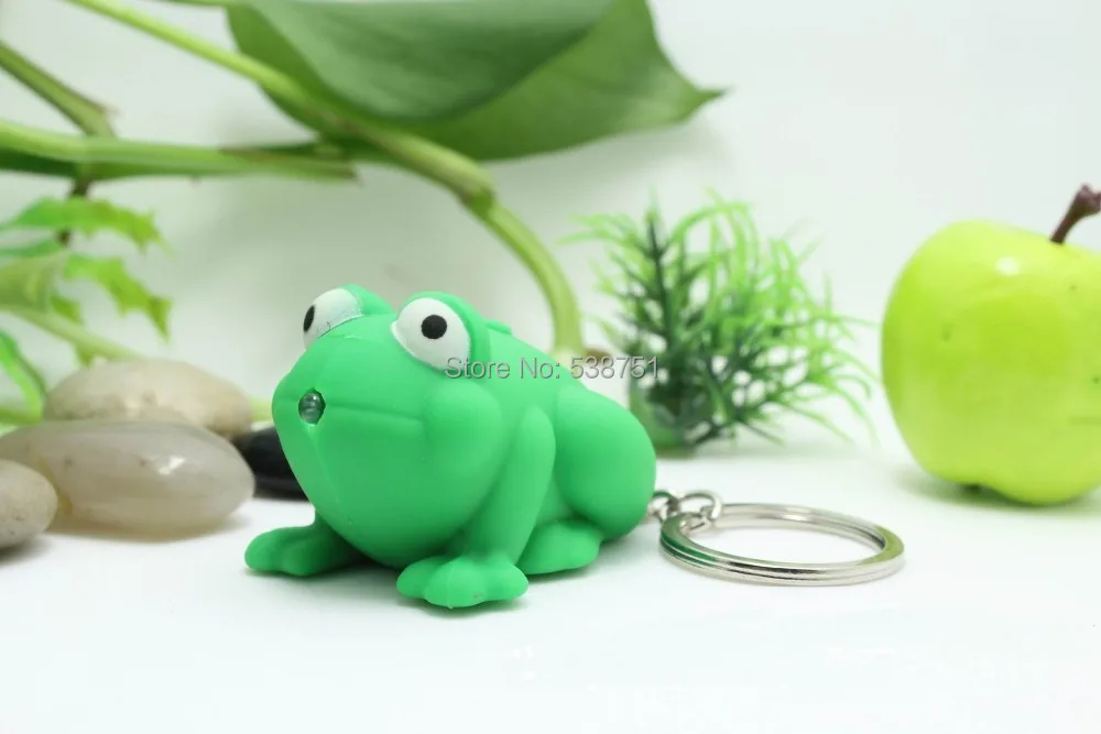 

FREE SHIPPING by FEDEX 100pcs/lot LED Animal Keychain Frog Keychain Sound Light LED Key Chain Creative Men Toy Keychain
