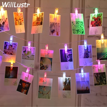 LED Card Foto Clip Led String Kerstverlichting Garland Nieuwjaar Kerstversiering lamp Batterij Decoratieve Licht Voor Bruiloft