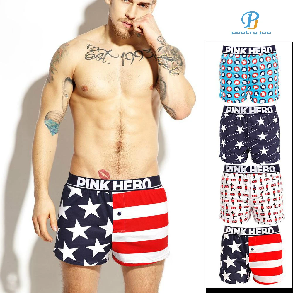 Pink Heroes Men Underwear Boxers Printed Cotton Loose Pants Underwear Men Boxer Shorts Sexy Men Underwear Shorts Men Cuecas