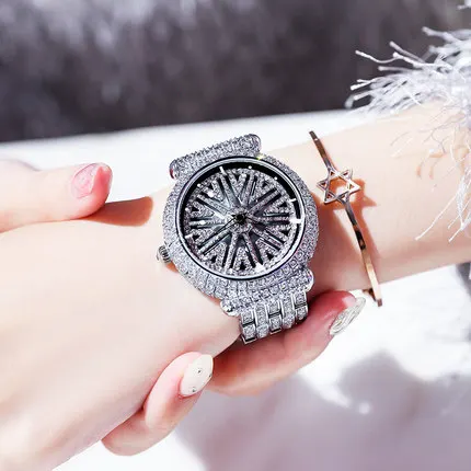 Reloj Mujer Роскошные Брендовые женские часы модные водонепроницаемые розовое золото со стразами кварцевые наручные женские часы Montre - Цвет: Silver