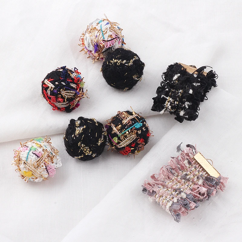 

Winter style 50pcs/lot color fabric weaving geometry rounds balls/rectangle shape beads diy jewelry earring/garment pendants