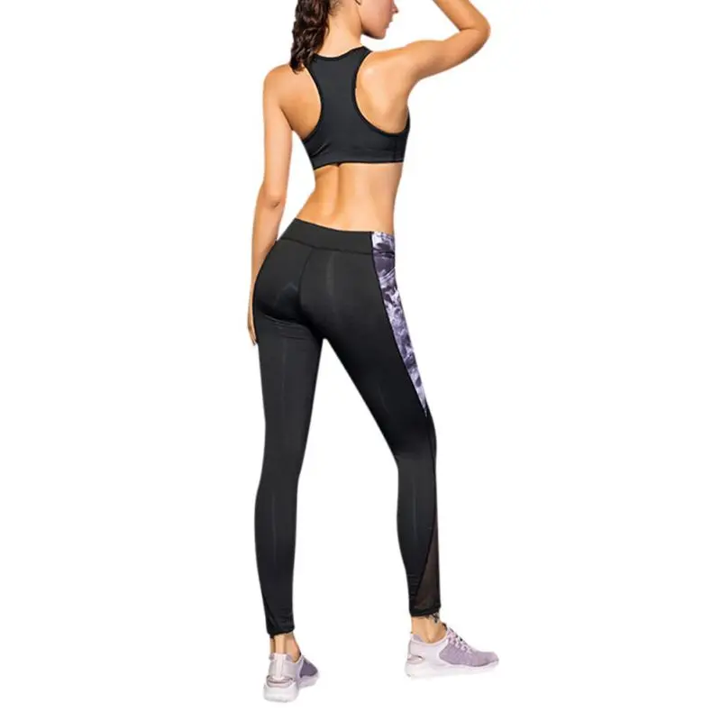 Новые Женские Спортивные Компрессионные брюки сетка фитнес дышащие Фитнес Тренировочные Брюки Бег плотные леггинсы