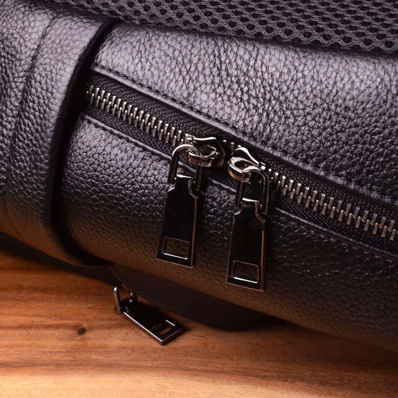 EUMOAN Outdoor leisure men's backpack leather shoulder bag first layer leather travel computer bag