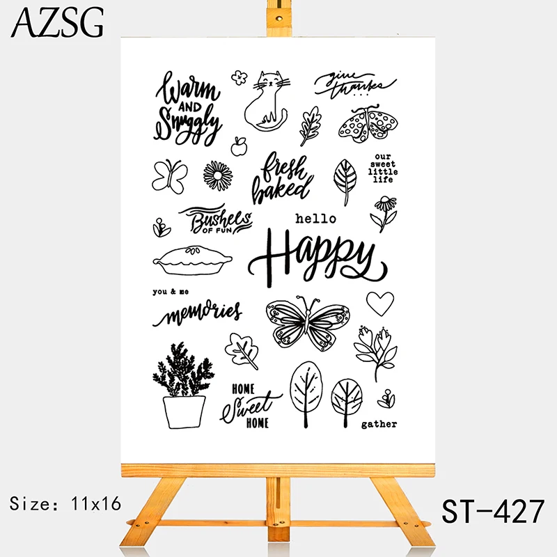 

AZSG Hello, are you happy Clear Stamps For DIY Scrapbooking Rubber Stamp/ Seal Paper Craft Clear Stamp Card Making