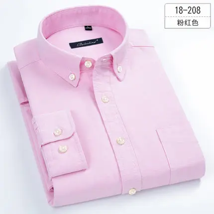 Plus Size 5XL 6XL 7XL 8XL Oxford Pure Color Casual Long Sleeve Men Shirt Soft Business Social Dress Shirt Blue White Grey 