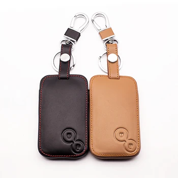 

High quality leather key cover car key case for Renault Car Key Box Remote Control Car Key 2 Buttons Accessories Car wallet Case