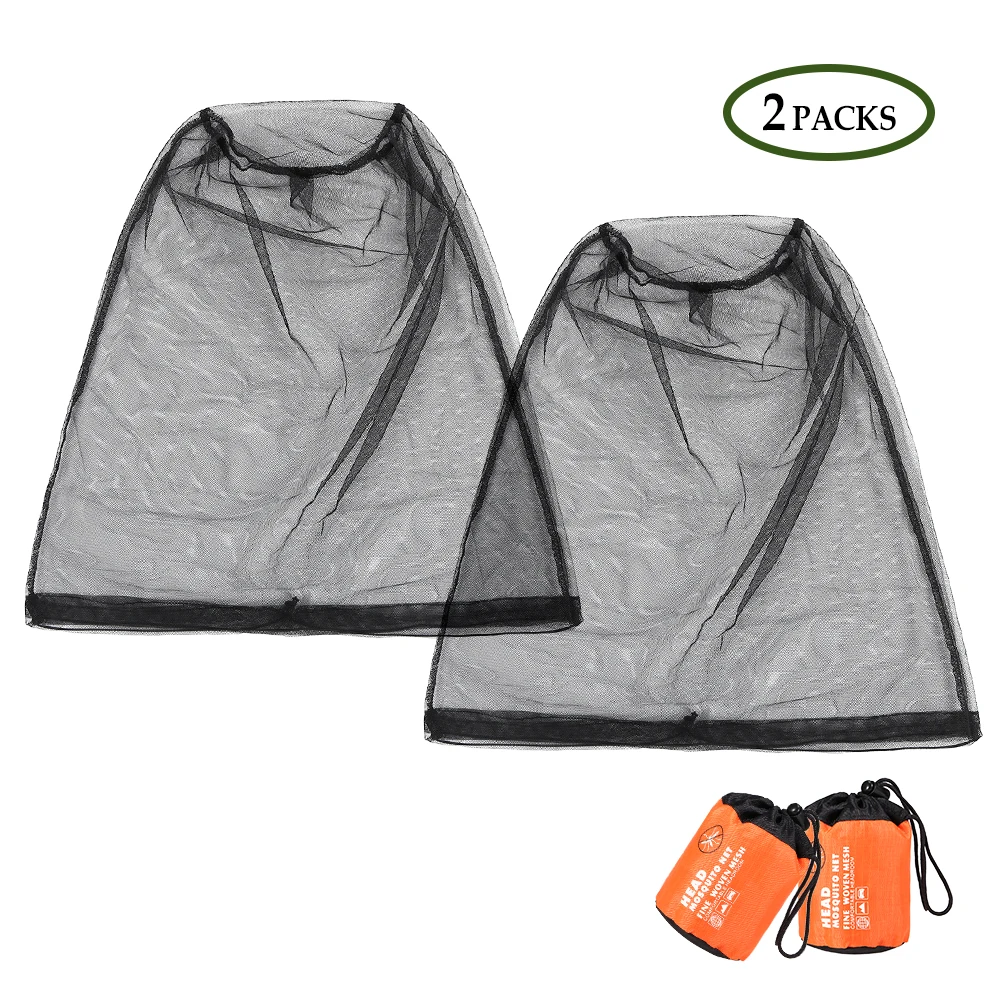 Lixada Fishing Mosquito Mesh Net Protective Head Cover Insect Gnat Bee Repellent Netting Outdoor Mosquito Keeping Head Screen - Цвет: Black 2PCS