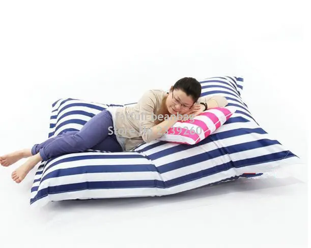 Cover only No Filler-Cotton fabric Black strip fashion bean bag READING chair, living room beanbag sofa cushion 56 x 72 inch