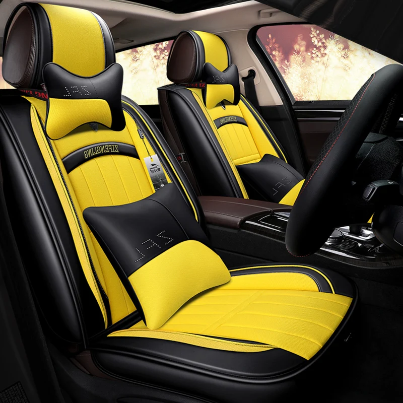 Buy fashion four seasons pu leather linen yellow pink