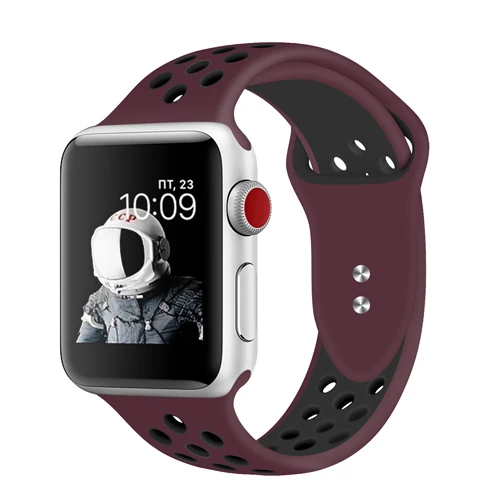 Спортивный ремешок для apple watch 5 4 3 44 мм 40 мм correa iwatch Nik series 4 3 2 1 42 мм/38 мм браслет ремешок для часов - Цвет ремешка: Wine red black