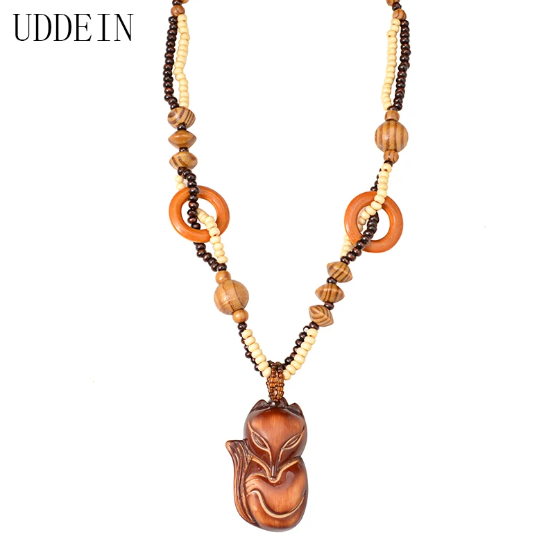 UDDEIN Vintage ethnic customs long statement necklace & pendant design wood chain exaggerate jewelry accessories maxi necklace - Image 2