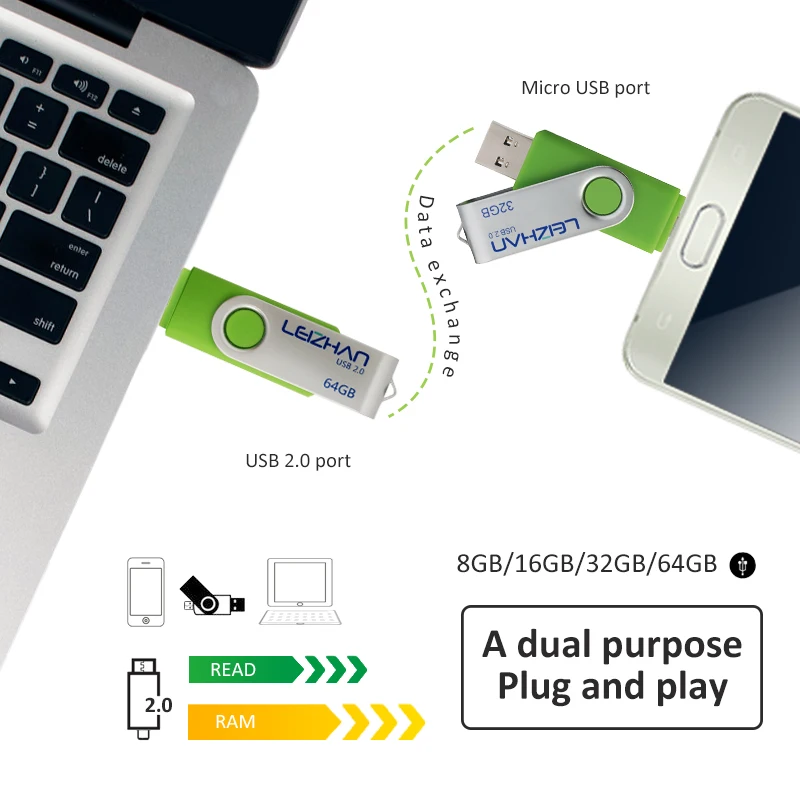 Usb флеш накопитель LEIZHAN 128 ГБ 32 android 64 otg флешка 16 микро 8 4 Гб usb|USB флэш-накопители| |