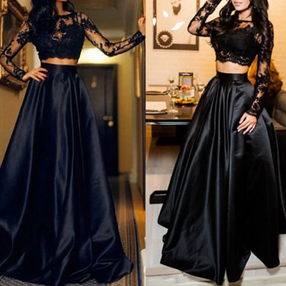 black evening crop top