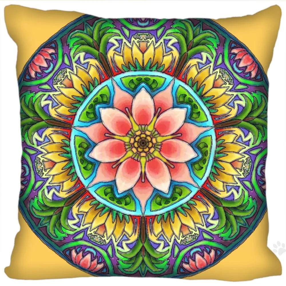 

H+P#164 New Hot Custom Pillowcase mandala #9 soft 35x35 cm (One Side) Pillow Cover Zippered SQ01003@H0164
