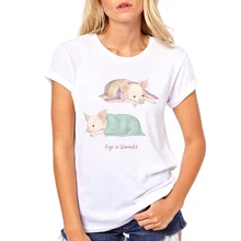 Summer Women Tops Shirt Femme Fashion little Pig Print Cute Animal Harajuku Short Sleeve Tshirt Casual T-Shirt For Ladies