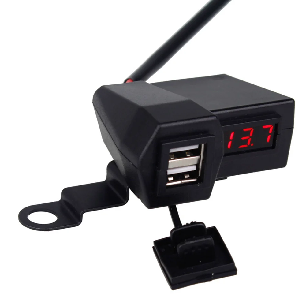 

1pc 4 in 1 Double USB Adapter Waterproof Motorcycle Charger Support Installation with Switch Button Accessories New