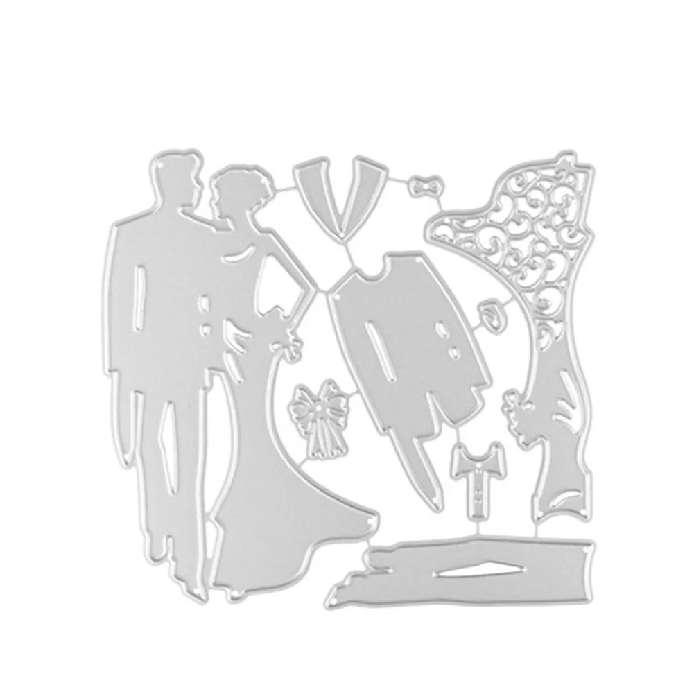 

DIY Embossing Cutting Dies Tool Mould Bride Groom Wedding Shape Carbon Steel For Couple Photo Album MF999