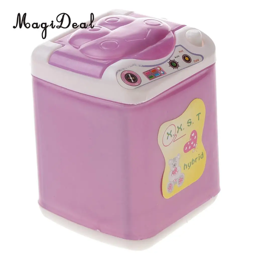 MagiDeal 1Pc Plastic Mini Washing Machine Dollhouse Furniture Toy for Dolls Bathroom Children Pretend Role Play Game Lovely Toy