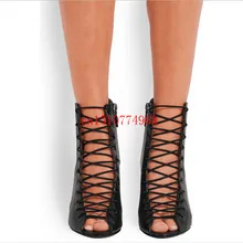 Кожаные женские сандалии на платформе с открытым носком и шнуровкой; Летние босоножки; черные кожаные босоножки на высоком каблуке