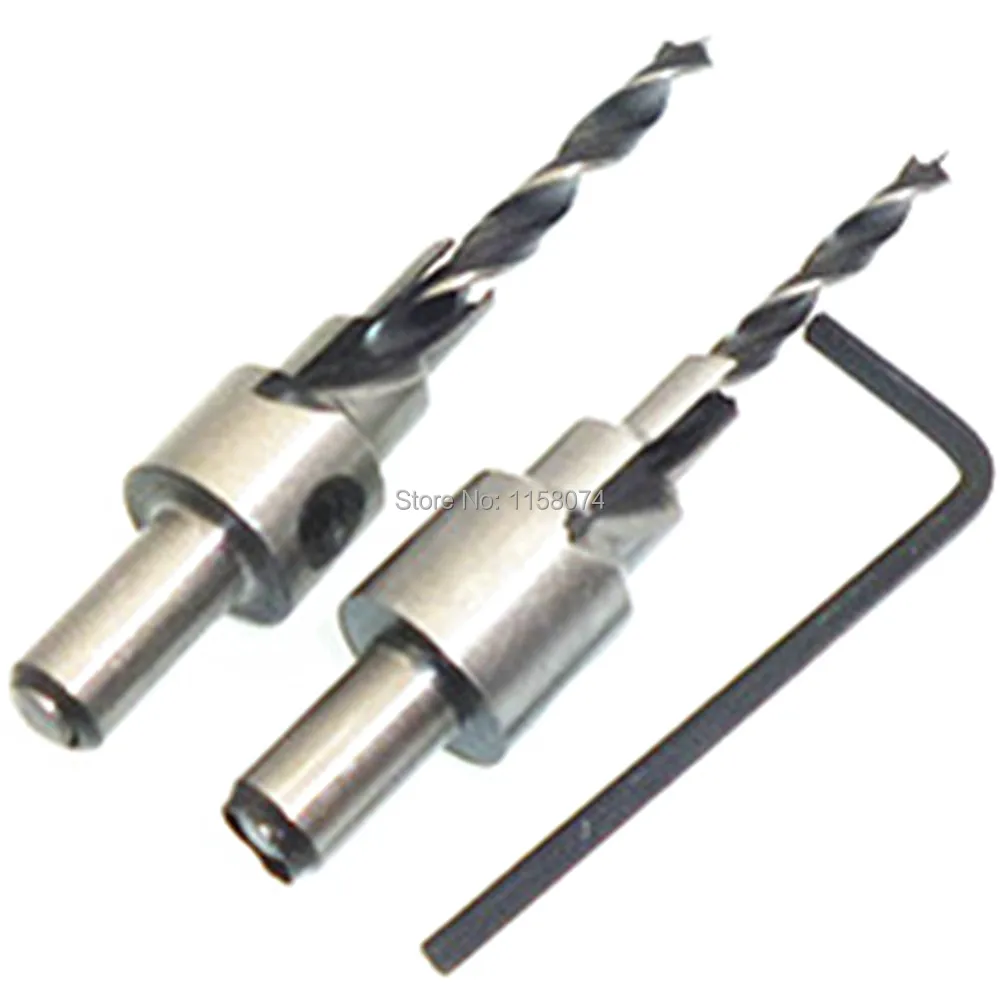 2pcs 2 Flutes Tapered Drill Countersink Bit Screw Wood Pilot Hole 4mm