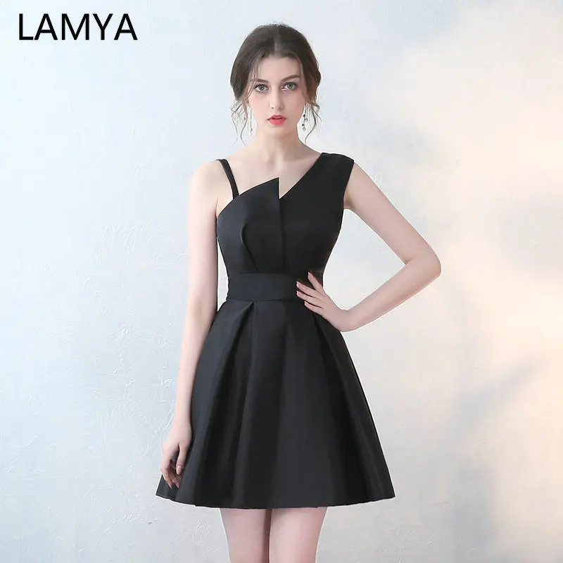 Короткое атласное платье трапеция Lamya недорогое элегантное вечернее для особых