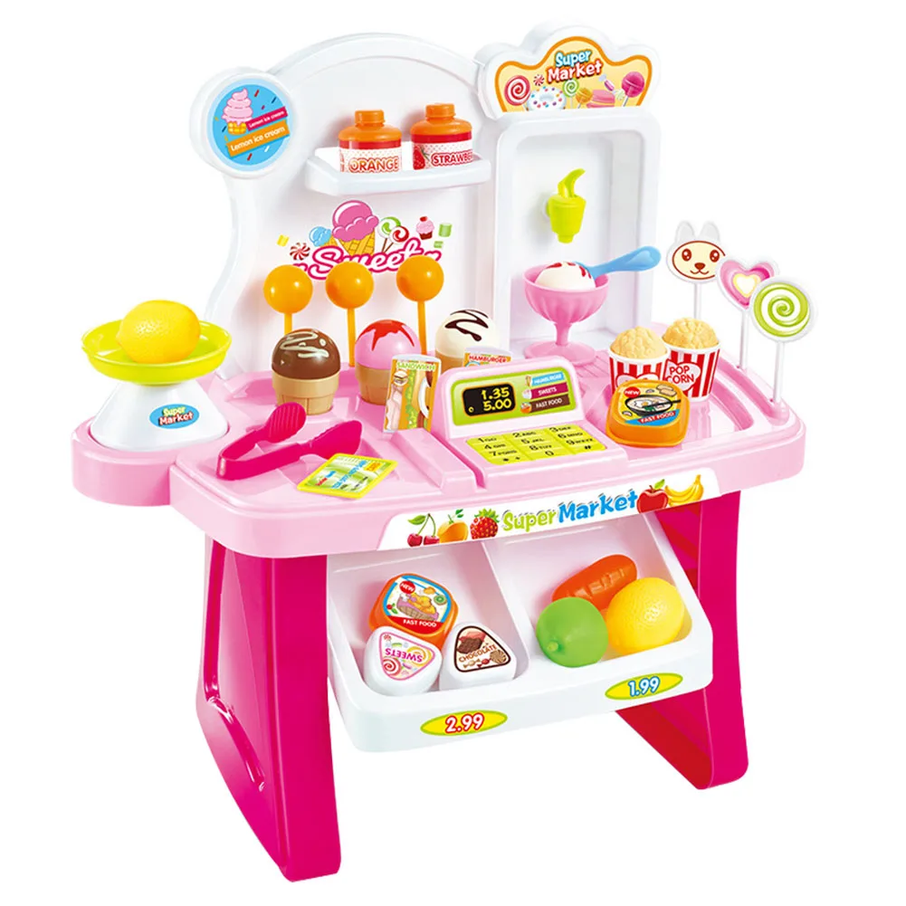 

Educational Realistic Vivid Pretend Toys Kit Mini Market Toys Plastic Simulation DIY Shopping Cart Safe Children Kids Gifts