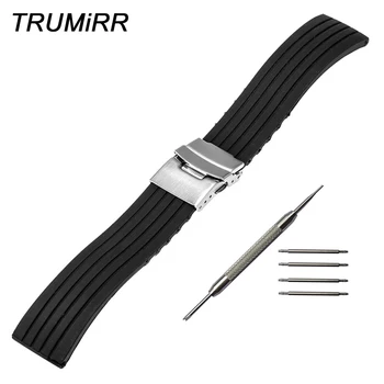 

Silicone Rubber Strap 22mm for LG G Watch W100 R W110 Urbane W150 Stainless Steel Safety Buckle Band Wrist Belt Bracelet Black