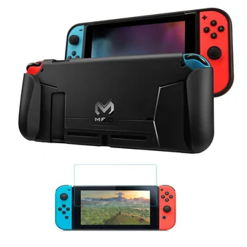 

NS Switch Case Store 4 Games Soft Cover Case with Shock-Absorption and Anti-Scratch For Nintendo Switch NX w/ Glass Film Cover