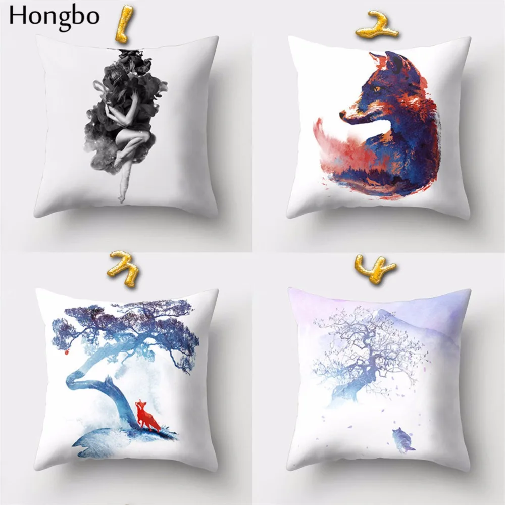 Hongbo 1 шт. Мультфильм Волк тигр лиса Подушка Чехол Наволочка из полиэстера для