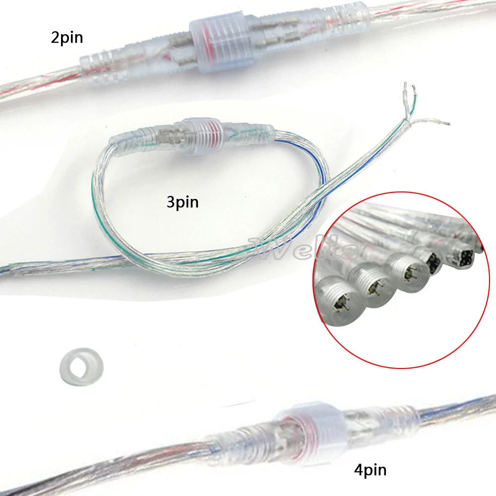 

LED connector Male Female Plug 2 Pin 3pin 4 pin Waterproof Cable Transparent For Single Color/RGB LED Strip Light
