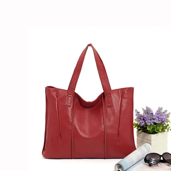 Сумки из натуральной кожи для женщин, дизайнерские сумки известных брендов, Большая вместительная кожаная сумка Bolsas Feminina - Цвет: Red-S