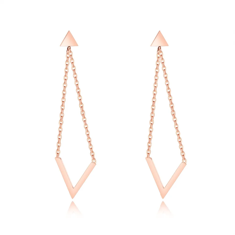 

Letter V Charm Drangle Earrings For Women Simulated Rose Color Female Bridal Bridesmaid Jewelry Gifts Drop Ship QL440