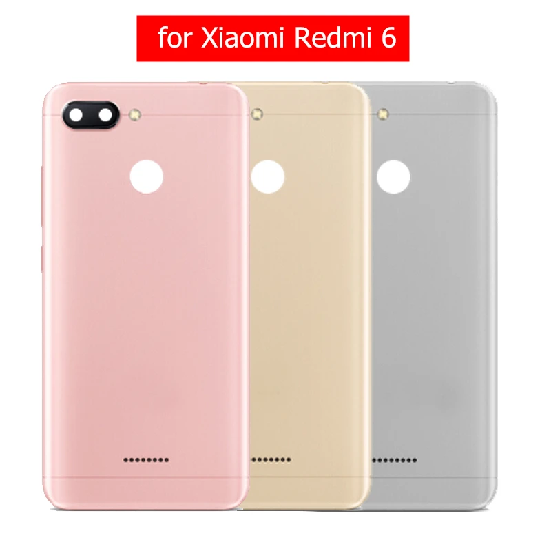 Чехол для Xiaomi Redmi 6, задняя крышка, корпус, пластиковая дверь, для Xiaomi Redmi 6, камера, стекло, объектив, запасные части