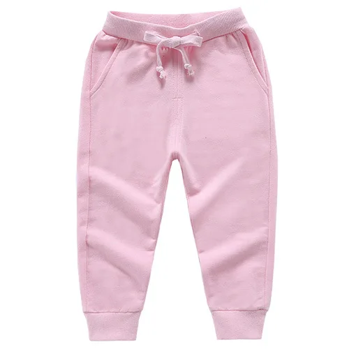 Детские однотонные брюки, хлопковые штаны с эластичной резинкой на талии для мальчиков, новые модные повседневные Хлопковые Штаны для детей - Цвет: Розовый