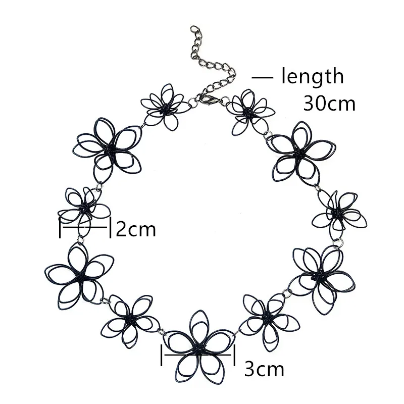 Новое поступление женские Чокеры ожерелье s короткий черный цветок ключицы цепь простое металлическое ожерелье