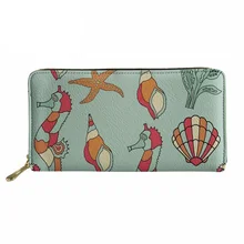 

Customized Women Long Wallets Ladies Cluth Thin Cash Holder Phone Coin Pocket Female Girls Seahorse Shark Design sac place