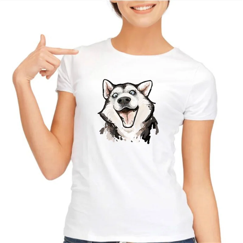 

2018 New Arrival Summer Beach Women T-shirt Short Sleeve Women Tshirt Aniaml Cute Dog Pattern Decor Tees