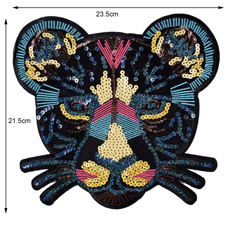 Горячие 3d большие золотые блестки голова тигра патч DIY Одежда нашивки для одежды пришить вышитый Леопард аппликация ремесла наклейки