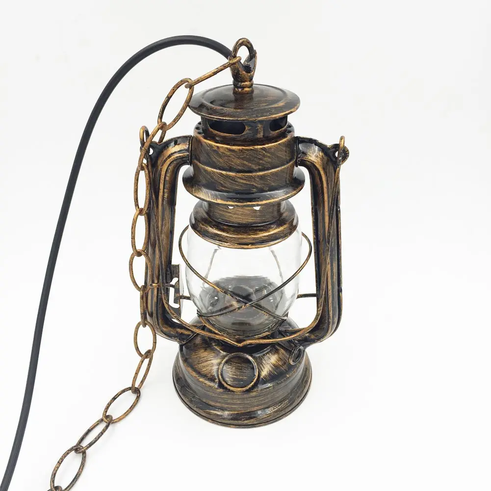 

250mm*160mm Vintage nostalgic lantern kerosene lamp pendant light bar entranceway lamp E27 lamp base antique brown color