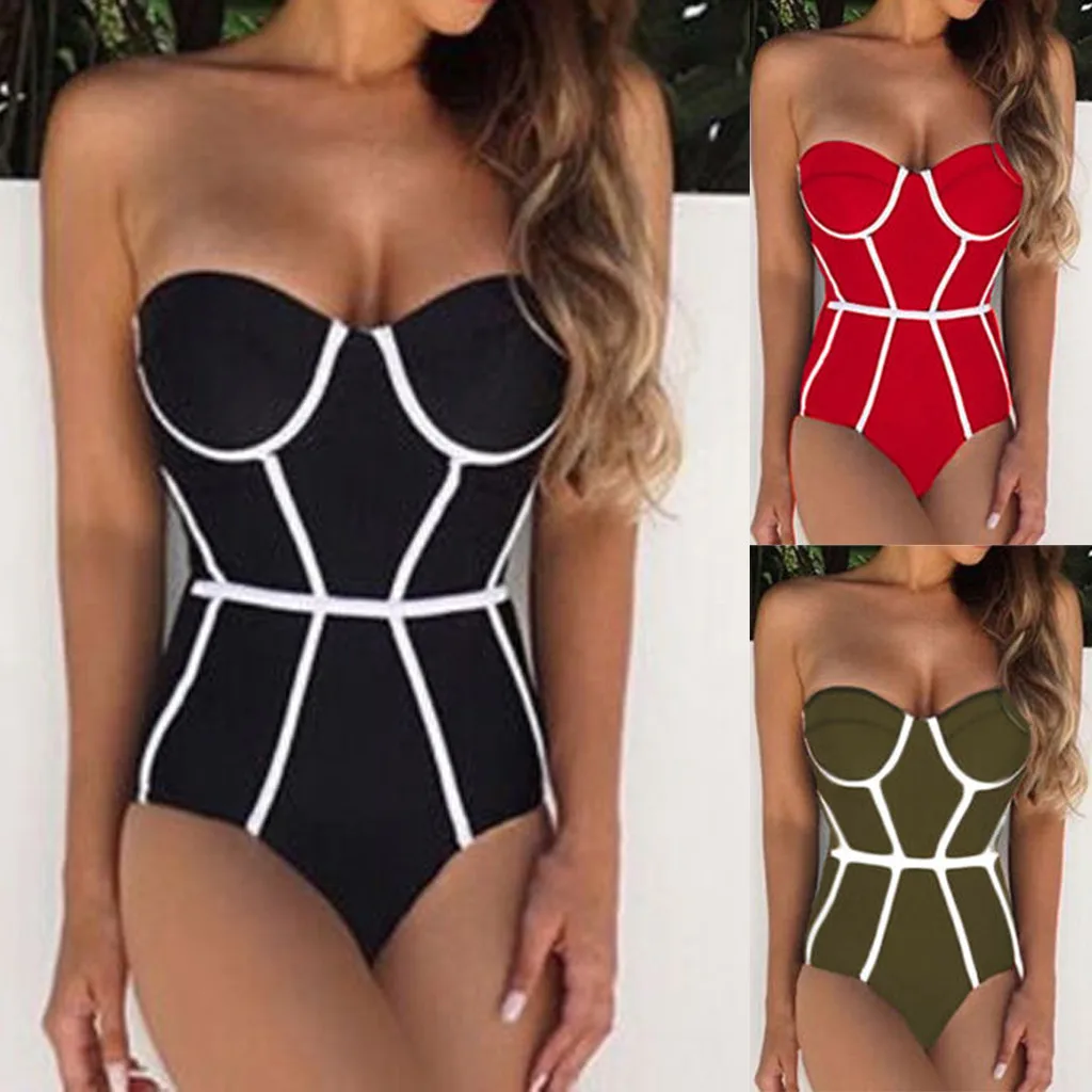 

Bikini 2019 Sexy Women Swimming Costume Padded Swimsuit Monokini Swimwear Push Up Bra Bikini bathing suit Biki Swimwear Biquini