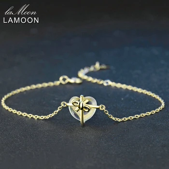 

Lamoon Romantic Heart Natural Citrine 925 Sterling Silver Jewelry Chain Charm Bracelet S925 LMHI048