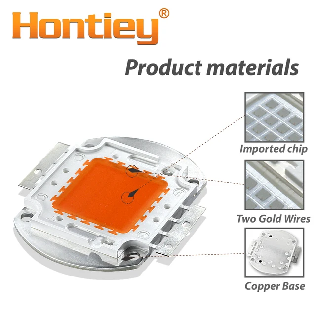 Hontiey High power LED Chip Matrix 10W 20W 30W 50W 100W Growth light Full Spectrum 380Nm-840Nm Integrated Plant Growing Lamp DIY
